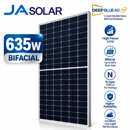 پنل خورشیدی JA Solar 635 وات دوطرفه N-Type دابل گلس مدل JAM72D42-635/LB